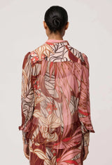 OnceWas | Freya Sheer Viscose Blouse with Embellished Neck Detail | Cathedral Botanic