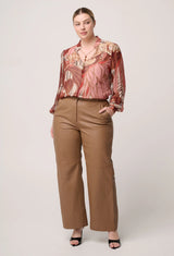 OnceWas | Freya Sheer Viscose Blouse with Embellished Neck Detail | Cathedral Botanic