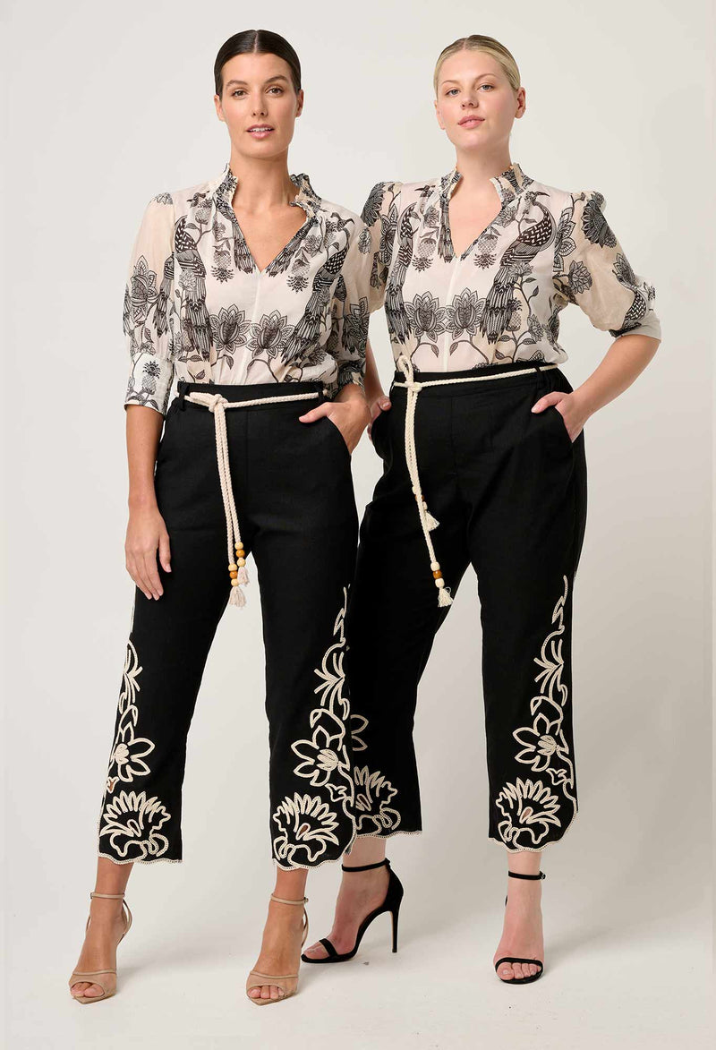 OnceWas  | Oleander Cotton Silk Shirred Blouse in Imperial Stone