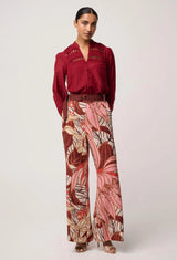 OnceWas | Adele Linen Viscose Belted Printed Pant | Cathedral Botanic