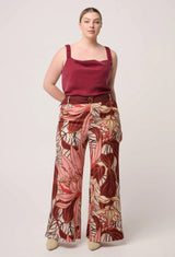 OnceWas | Adele Linen Viscose Belted Printed Pant | Cathedral Botanic