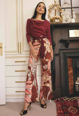 OnceWas | Adele Linen Viscose Belted Printed Pant | Cathedral Botanic