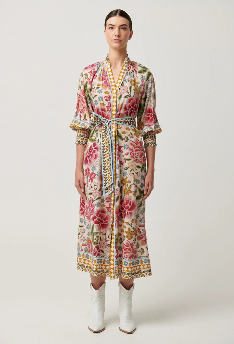 OnceWas | Carmen Viscose Linen Maxi Dress | Azalea Fields