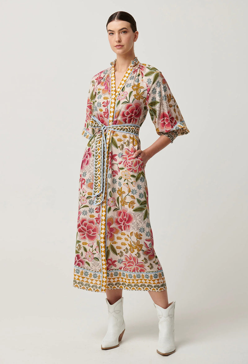 OnceWas | Carmen Viscose Linen Maxi Dress | Azalea Fields