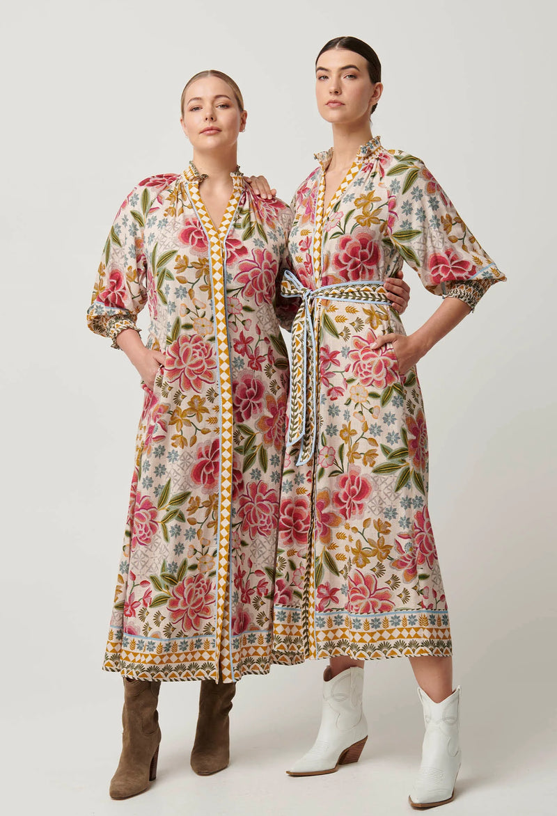 OnceWas | Carmen Viscose Linen Maxi Dress | Azalea Fields