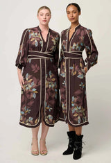 OnceWas | Camille Viscose Faile Curved Hem Dress | Ember Vines