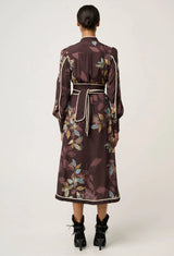 OnceWas | Camille Viscose Faile Curved Hem Dress | Ember Vines