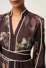 OnceWas | Camille Viscose Faile Curved Hem Dress | Ember Vines