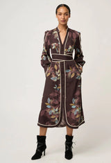 OnceWas | Camille Viscose Faile Curved Hem Dress | Ember Vines