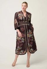 OnceWas | Camille Viscose Faile Curved Hem Dress | Ember Vines