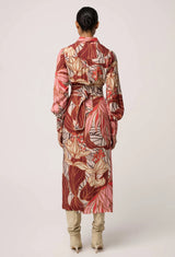 OnceWas | Edith Viscose Blend Printed Column Midi Dress | Cathedral Botanic