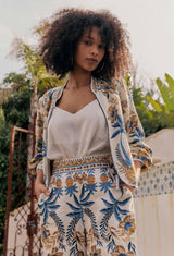 OnceWas | Aurora Reversible Linen Viscose Jacket | Golden Medina/Marrakech Topaz