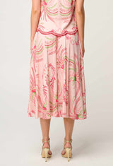 OnceWas | Estella Linen Viscose Yoke Skirt | Palmarosa