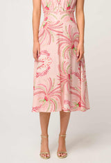 OnceWas | Estella Linen Viscose Yoke Skirt | Palmarosa