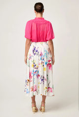OnceWas | Pandorea Viscose Dobby Yoke Skirt in Plume Blossom