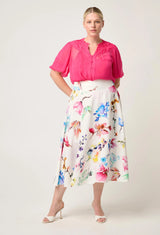 OnceWas | Pandorea Viscose Dobby Yoke Skirt in Plume Blossom