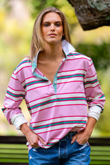 Shirty | Rugby Sweatshirt Summer | Pink Multi Stripe
