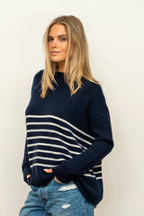 Shirty | The Smith Wool/Cashmere Crew | French Navy / Ivory Stripe