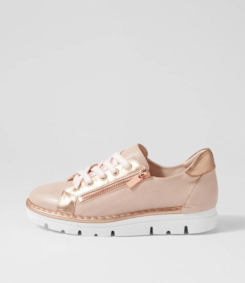 Top End | Elos | Dusty Pink Pale Rose Gold Leather Sneakers