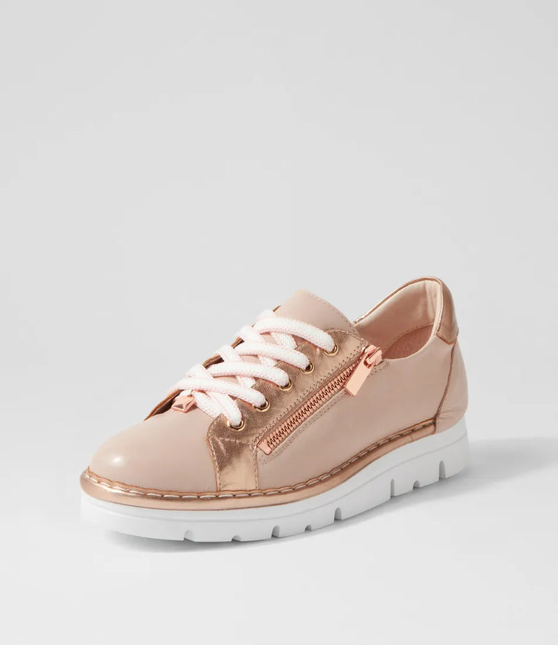 Top End | Elos | Dusty Pink Pale Rose Gold Leather Sneakers