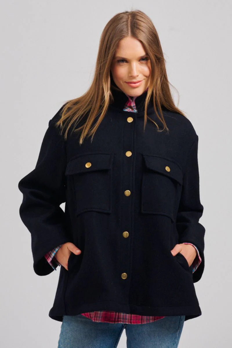 Shirty | The Allegra Relaxed Wool Blend Jacket | Navy