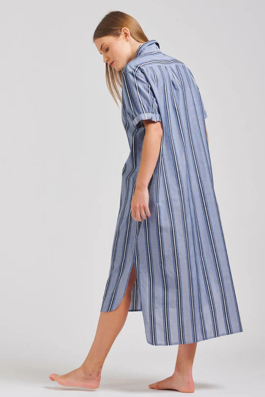 Shirty | The Annie Longline Shirtdress | Denim Blue Stripe