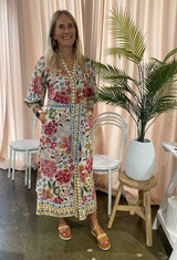 OnceWas | Carmen Viscose Linen Maxi Dress | Azalea Fields