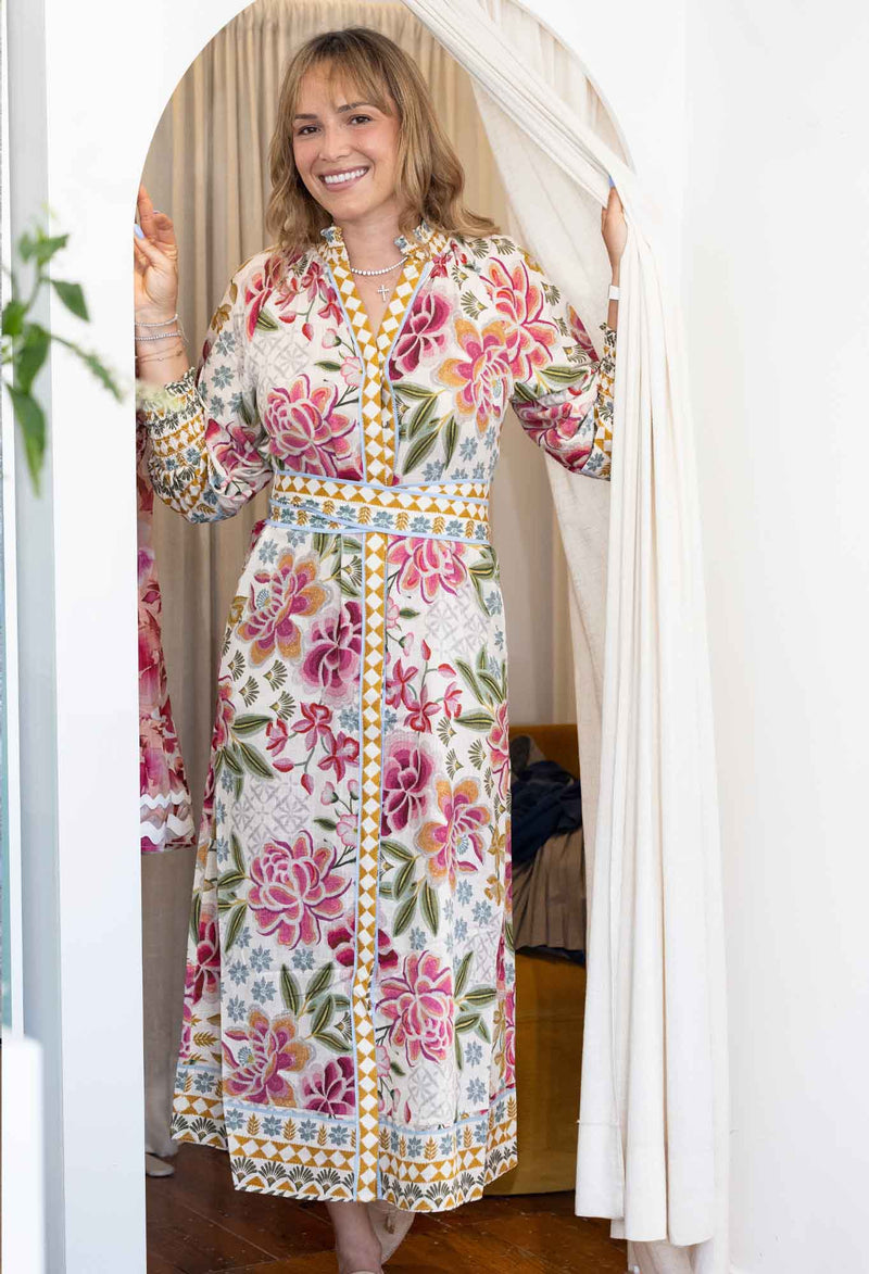 OnceWas | Carmen Viscose Linen Maxi Dress | Azalea Fields