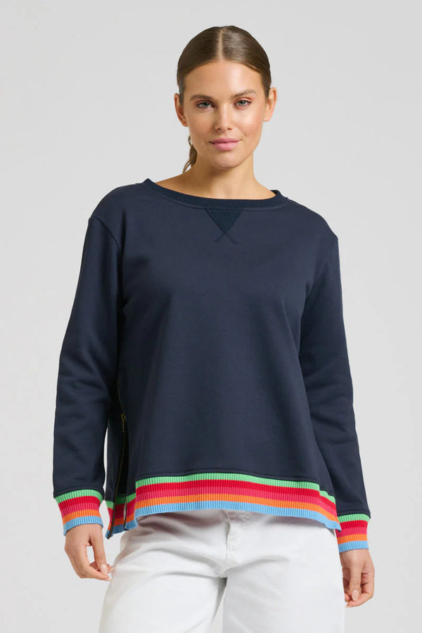 EST | Zipside Classic Cotton Sweatshirt | French Navy Rainbow