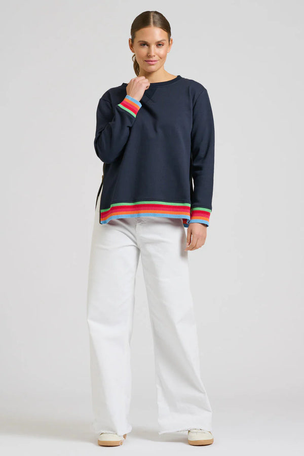 EST | Zipside Classic Cotton Sweatshirt | French Navy Rainbow