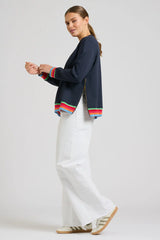 EST | Zipside Classic Cotton Sweatshirt | French Navy Rainbow