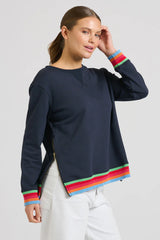 EST | Zipside Classic Cotton Sweatshirt | French Navy Rainbow