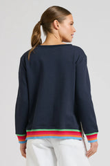 EST | Zipside Classic Cotton Sweatshirt | French Navy Rainbow