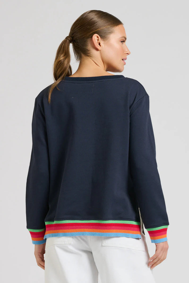 EST | Zipside Classic Cotton Sweatshirt | French Navy Rainbow
