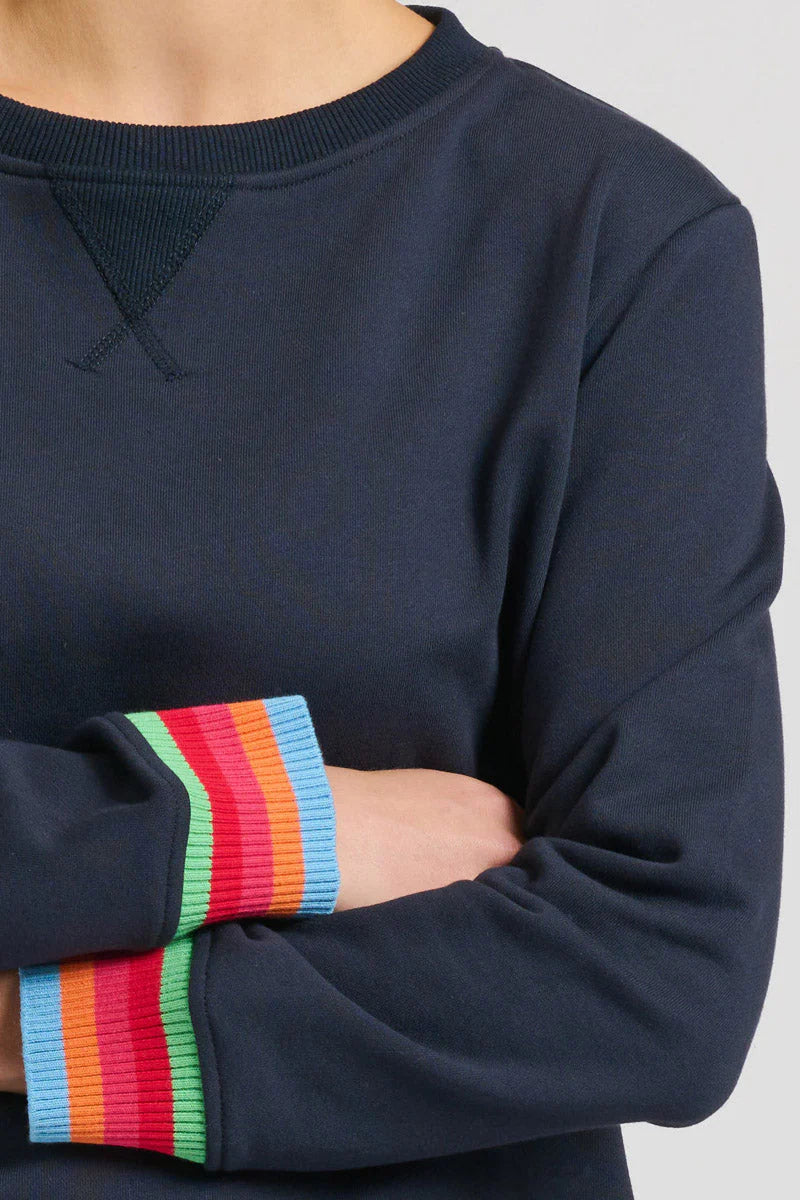 EST | Zipside Classic Cotton Sweatshirt | French Navy Rainbow