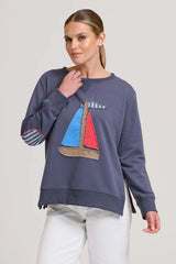 Shirty | Classic Zipside Sail Boat | Navy/Multi