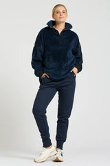 Shirty | Popover Fleece Sweatshirt | Navy Blue