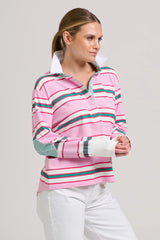 Shirty | Rugby Sweatshirt Summer | Pink Multi Stripe