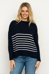 Shirty | The Smith Wool/Cashmere Crew | French Navy / Ivory Stripe
