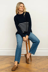 Shirty | The Smith Wool/Cashmere Crew | French Navy / Ivory Stripe