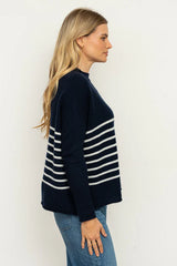 Shirty | The Smith Wool/Cashmere Crew | French Navy / Ivory Stripe