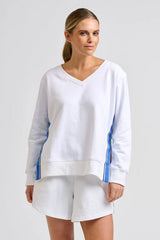Shirty | Victoria V Neck Sweatshirt | White