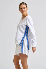 Shirty | Victoria V Neck Sweatshirt | White