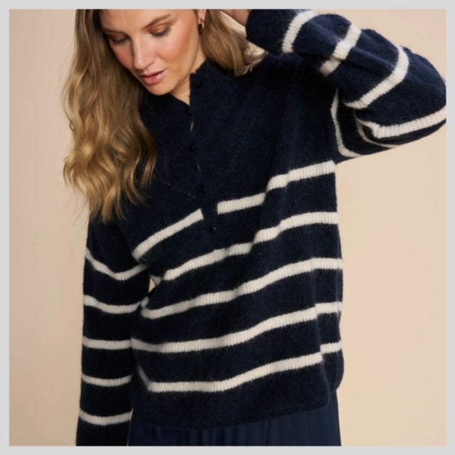 Mos Mosh | Bryna Thorna Stripe knit | Salute Navy