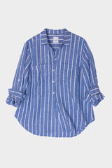 HUT / Marine Stripe Boyfriend Linen Shirt