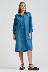 Shirty | Jane Utility Popover Dress | Washed Denim