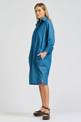 Shirty | Jane Utility Popover Dress | Washed Denim