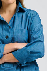 Shirty | Jane Utility Popover Dress | Washed Denim