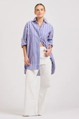 Shirty | The Boyfriend Oversized Shirt | Chambray Pink Stripe