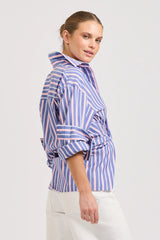 Shirty | The Boyfriend Oversized Shirt | Chambray Pink Stripe